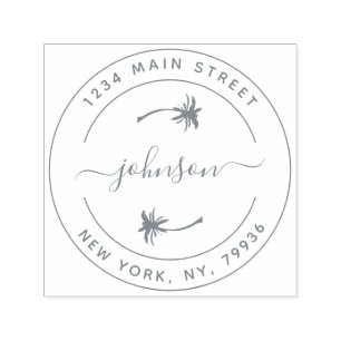 Tampon Auto-encreur Créez votre propre Palm Trees Round Return Adresse