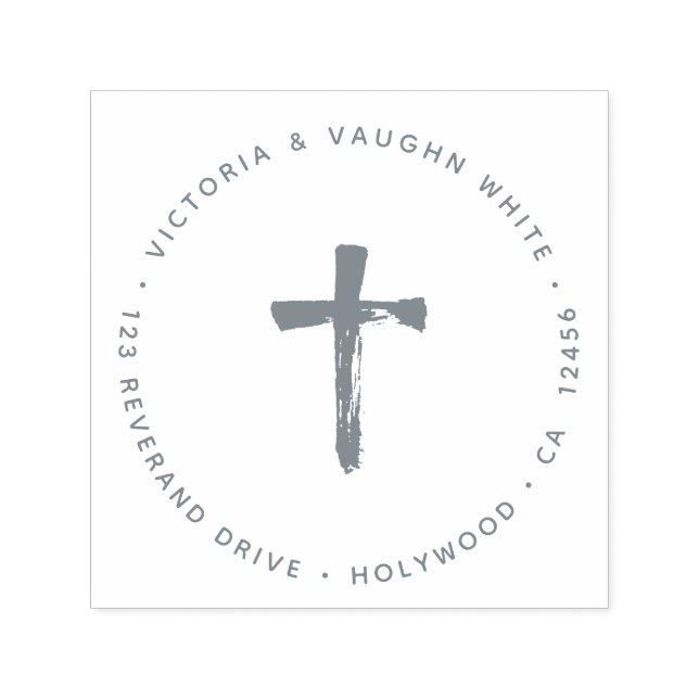 Tampon Auto-encreur Croix chrétienne Adresse de retour Religion Jésus (Design)