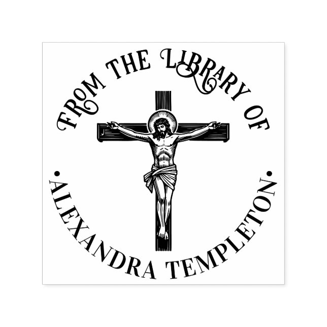 Tampon Auto-encreur Crucifixion Jesus sur Cross Library Nom du livre # (Design)