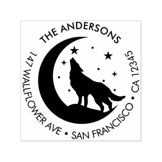 Tampon Auto-encreur Custom Family Name Wolf Moon Return Address