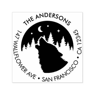 Tampon Auto-encreur Custom Family Name Wolf Moon Return Address