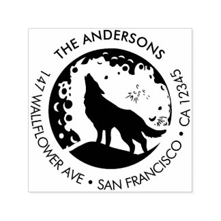 Tampon Auto-encreur Custom Family Name Wolf Moon Return Address