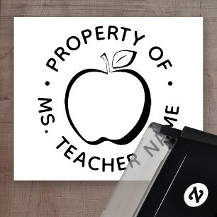 Tampon Auto-encreur Custom Teacher Classroom Monogram Modern Apple