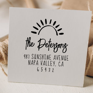 Tampon Auto-encreur Cute Boho Sun Nom de famille personnalisé Adresse 