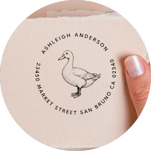 Tampon Auto-encreur Cute canard Vintage Nom de famille et adresse de r