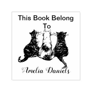 Tampon Auto-encreur Cute Cats Ce Livre Appartient À Un Timbre Qui S'Au