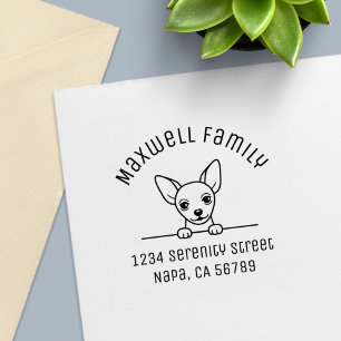 Tampon Auto-encreur Cute Chihuahua Dog Arch Adresse de la famille