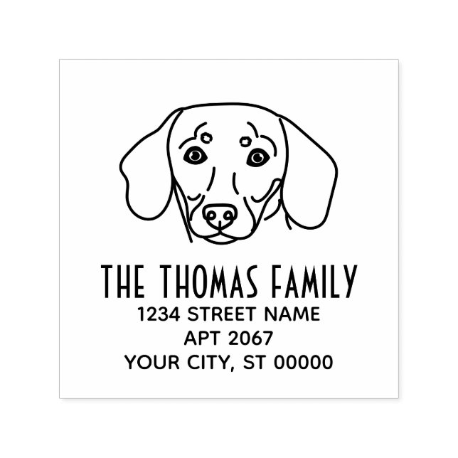 Tampon Auto-encreur Cute Dachshund Chien Nom du visage Adresse de reto (Design)