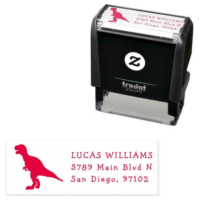 Tampon Auto-encreur   cute dinosaur red silhouette (En situation)