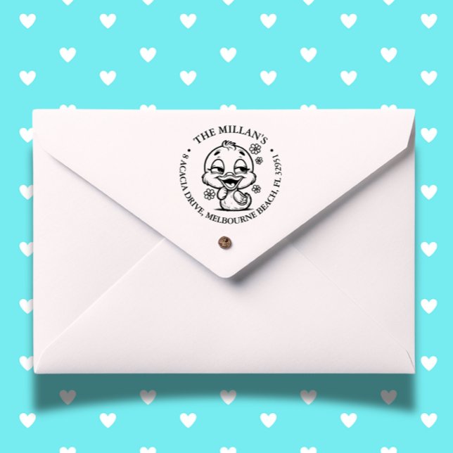 Tampon Auto-encreur Cute Floral Duck thème (Personalize notes, crafts, and gifts effortlessly—add charm to every impression!)