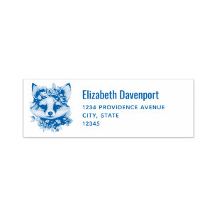 Tampon Auto-encreur Cute Fox avec Floral Crown Adresse