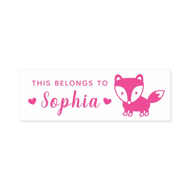 Tampon Auto-encreur Cute Fox Woodland Et Coeurs Enfants Personnalisés (Design)