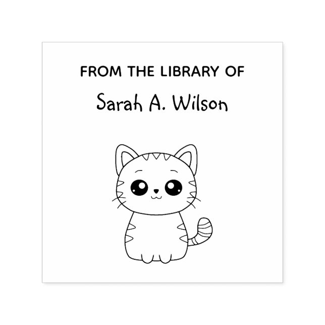 Tampon Auto-encreur Cute Kawaii Chat de la bibliothèque Personnaliser  (Design)