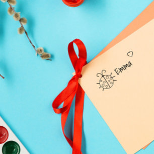 Tampon Auto-encreur Cute Ladybug Luck Personnalisé Nom des enfants