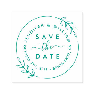 Tampon Auto-encreur Cute Moderne Wreath & Stylish Script Enregistrer L