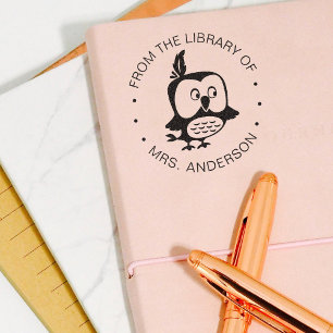 Tampon Auto-encreur Cute Owl de la bibliothèque des enfants ou de l'en