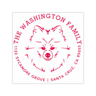 Tampon Auto-encreur Cute Pomeranian Chig Nom de famille Adresse de ret