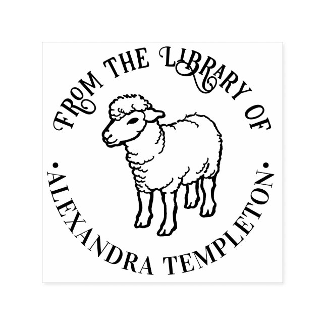 Tampon Auto-encreur Cute Russe Lamb Sheep Ewe Bibliothèque Nom du livr (Design)