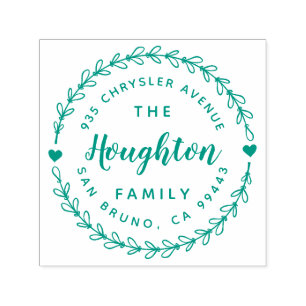 Tampon Auto-encreur Cute Rustic Wreath & Hand Lettré Script Adresse