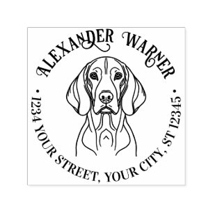 Tampon Auto-encreur Cute Vizsla Chien Nom du chef Adresse de retour