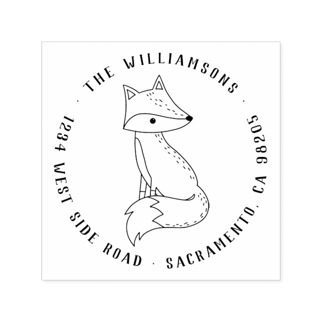 Tampon Auto-encreur Cute Woodland Fox Rustique Typographie Retour Adre (Design)