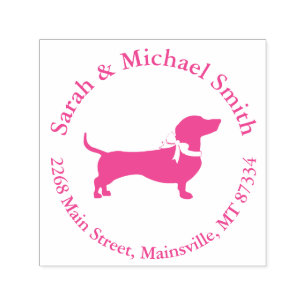 Tampon Auto-encreur Dachshund Weiner Baby shower de chien French Pink