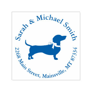 Tampon Auto-encreur Dachshund Wiener Chien Baby shower Blue Boy