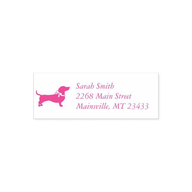 Tampon Auto-encreur Dachshund Wiener Chien Baby shower fille rose (Design)