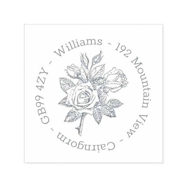 Tampon auto-encreur d'adresse Rose Vintage (Design)