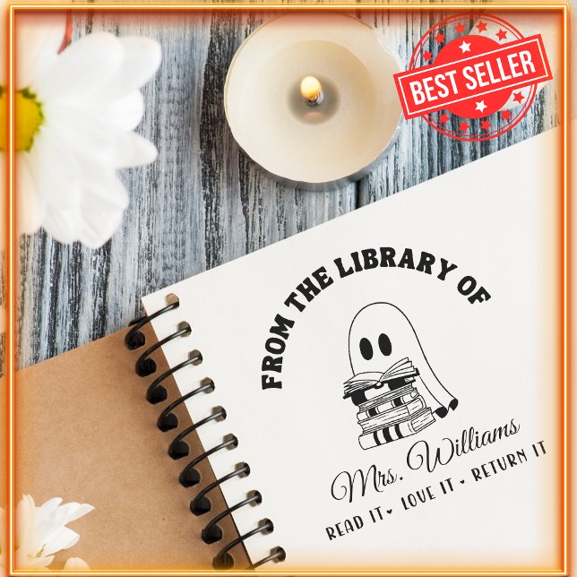 Tampon Auto-encreur De La Bibliothèque De | Cute Livre d'enseignant su (Créateur téléchargé)
