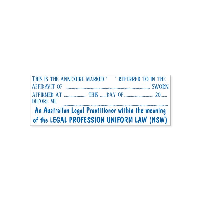Tampon Auto-encreur Déclaration du soliciteur annexe droit NSW bleu (Design)