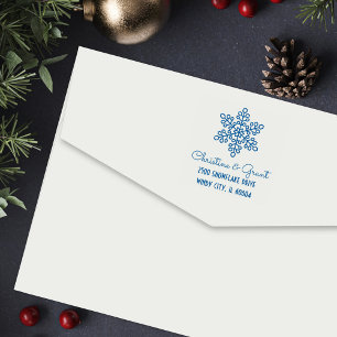 Tampon Auto-encreur Deco Snowflake Script Holiday Adresse de retour