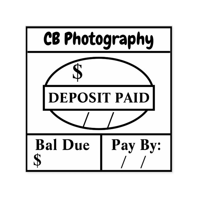 Tampon Auto-encreur Dépôt payé/Bal dû auto-encaissage Personnalisé (Design)