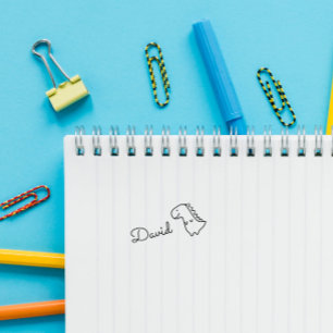 Tampon Auto-encreur Dinosaure Doodle mignon Nom personnalisé