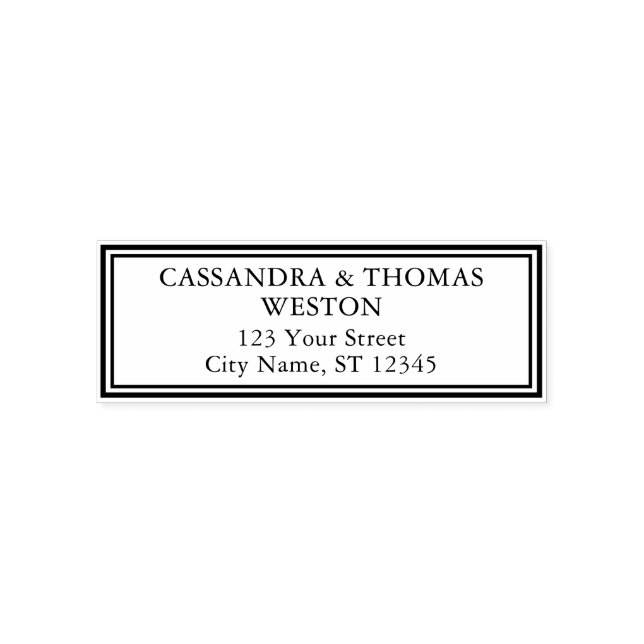 Tampon Auto-encreur Double Frame Couple Nom Mariage Adresse de retour  (Design)