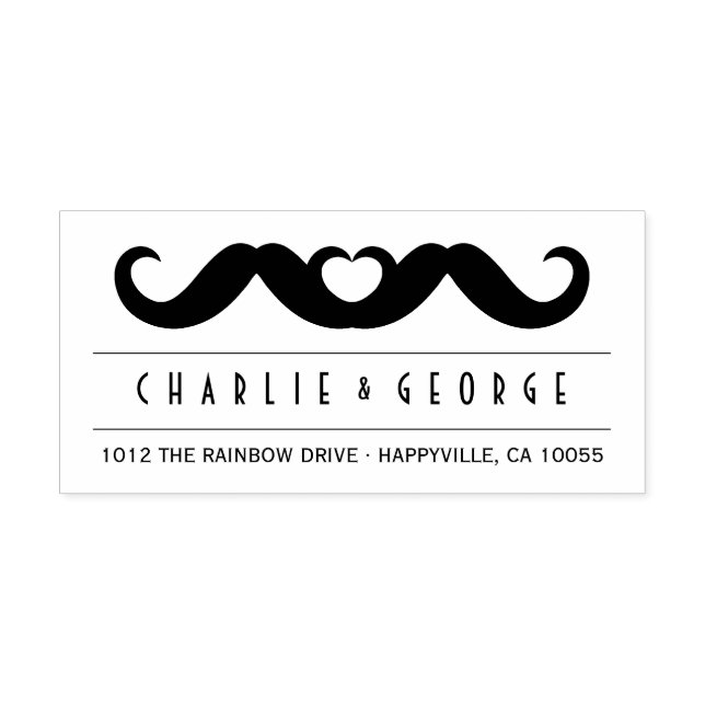 Tampon Auto-encreur Double Moustache Amour Mariage Gay auto-Inking Tim (Design)