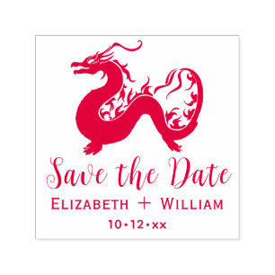 Tampon Auto-encreur Dragon Chinois #2 Mariage Enregistrer la Date
