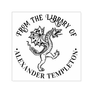 Tampon Auto-encreur Dragon Chinois Loong #5 Nom du livre de la bibliot