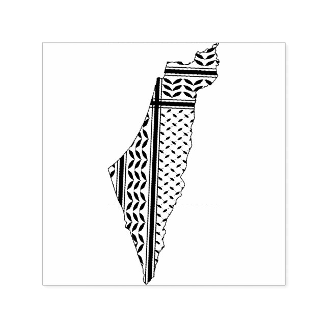 Tampon Auto-encreur Drapeau palestinien et carte avec Motif Keffiyeg (Design)