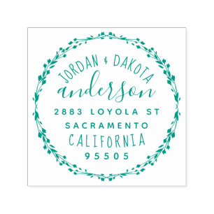 Tampon Auto-encreur Écriture Personnalisée Script Marié Couple Adresse