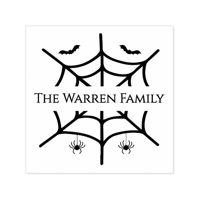 Tampon Auto-encreur Éffrayant Spiderweb Spiders Bats Nom de famille (Design)