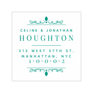 Tampon Auto-encreur Elegant Art Déco Marié Couple Adresse de retour