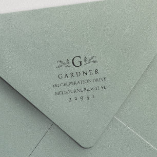 Tampon Auto-encreur Elegant Botanical Monogram Adresse de retour