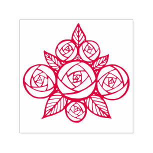 Tampon Auto-encreur Elégant Bouquet Floral Feuille