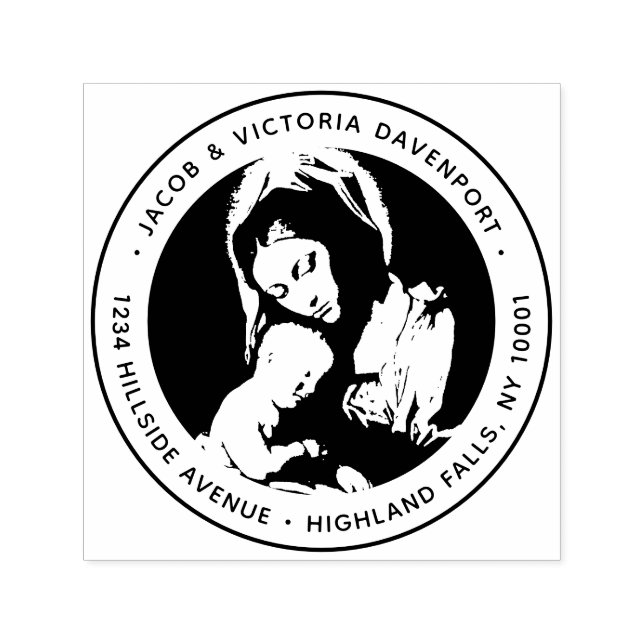 Tampon Auto-encreur Élégant catholique Madonna et l'adresse de retour  (Design)