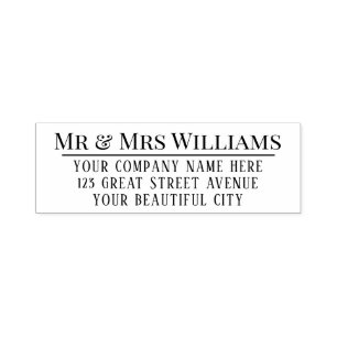 Tampon Auto-encreur Elegant Chic Serif Mariage Adresse de retour