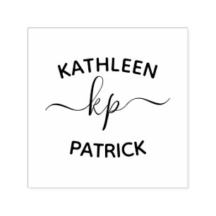 Tampon Auto-encreur Élégant Couples Nom Initiales Mariage