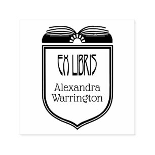 Tampon Auto-encreur Elegant Crest Ex Libris Nom du livre Embosser