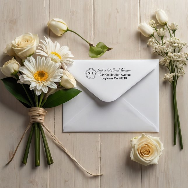 Tampon Auto-encreur Élégant Floral Simple Mariage Adresse de retour (Créateur téléchargé)