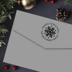 Tampon Auto-encreur Élégant Joyeux Noël personnalisé Flocon de neige d